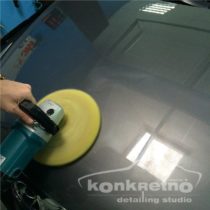 Удаление царапины на капоте авто, полировка царапины